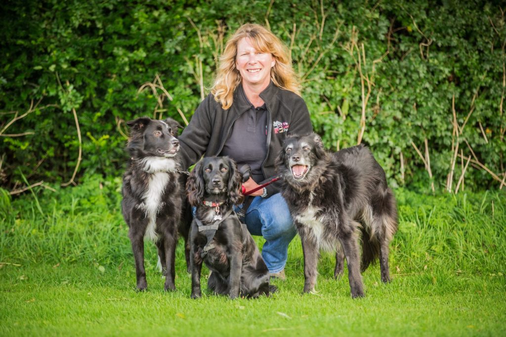 Jackie from We Love Pets Salisbury with three dogs