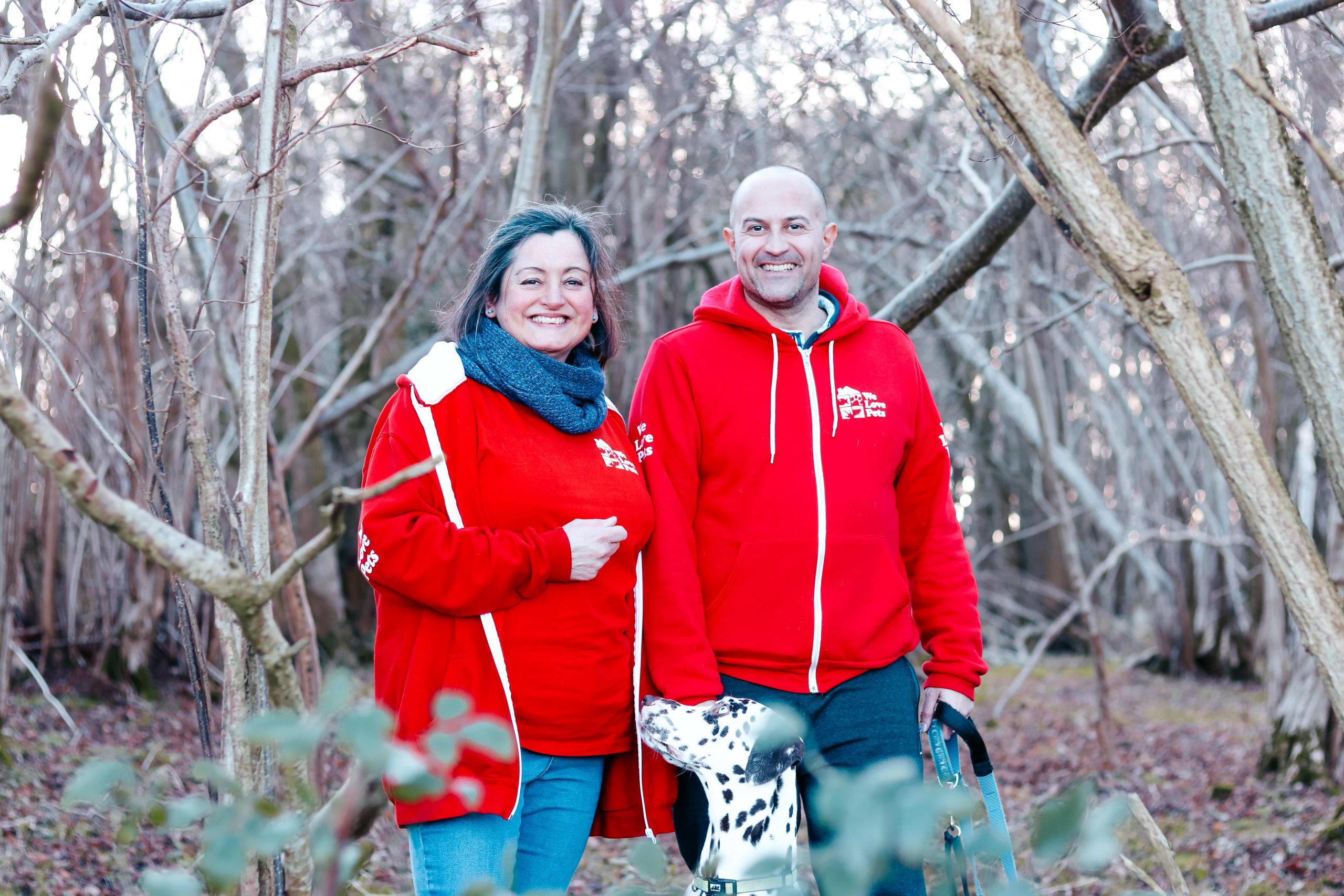 Tash and Andy from We Love Pets Bury St Edmunds with a dalmatian