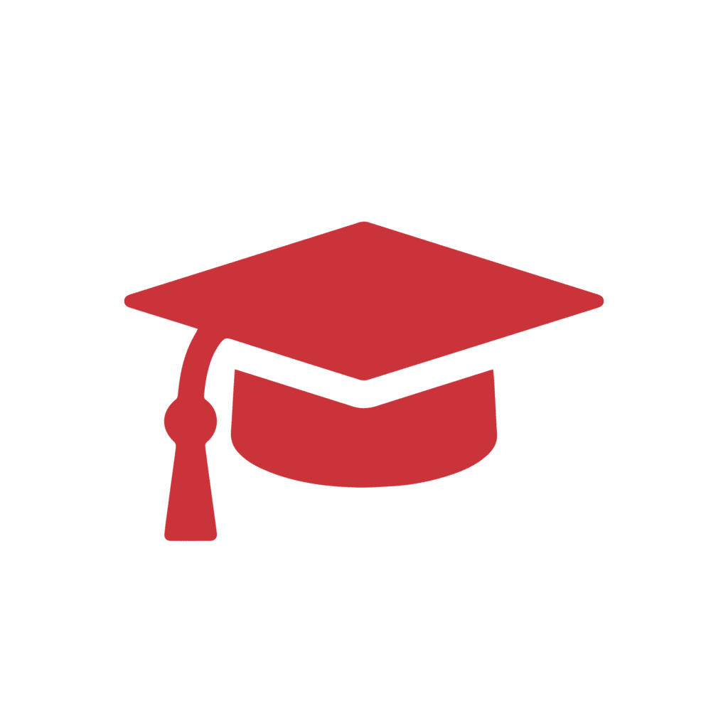Red graduation cap icon