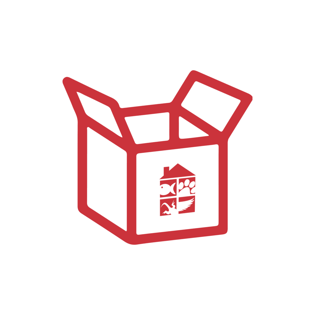 Red we love pets box icon