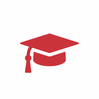 Red graduation cap icon